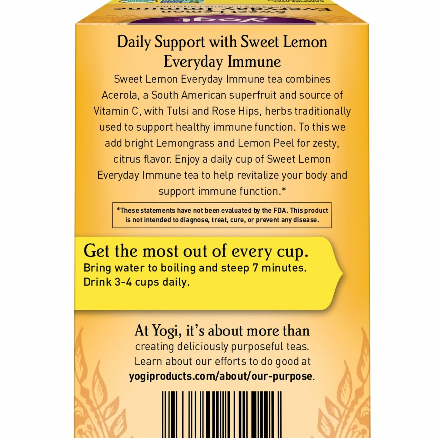 Yogi Tea Sweet Lemon Everyday Immune - 16 Bags per Pack (4 Packs) - Daily Immune Support Tea - Delicious Lemon Tea Bags - Includes Tulsi, Lemongrass, Rose Hip, Lemon Peel & More
