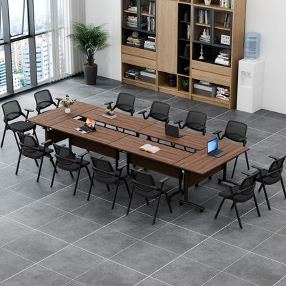 Flip-Top Folding Conference Table with Wheels, Modular Conference Room Table Training Room Tables, Mobile Meeting Tables for Office, Seminar Spaces, Classroom Desk, Locking Casters, Set of 2/4/6/8