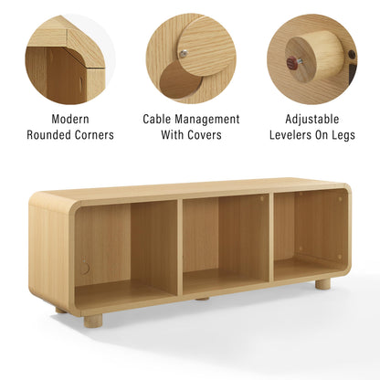 Crosley Furniture Zoe Large Modern Media Console and Record Player Stand with Storage for Vinyl Records, Ash