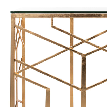 SAFAVIEH Couture Collection Sean Art Deco Geometric Gold Leaf Console Table (Fully Assembled)