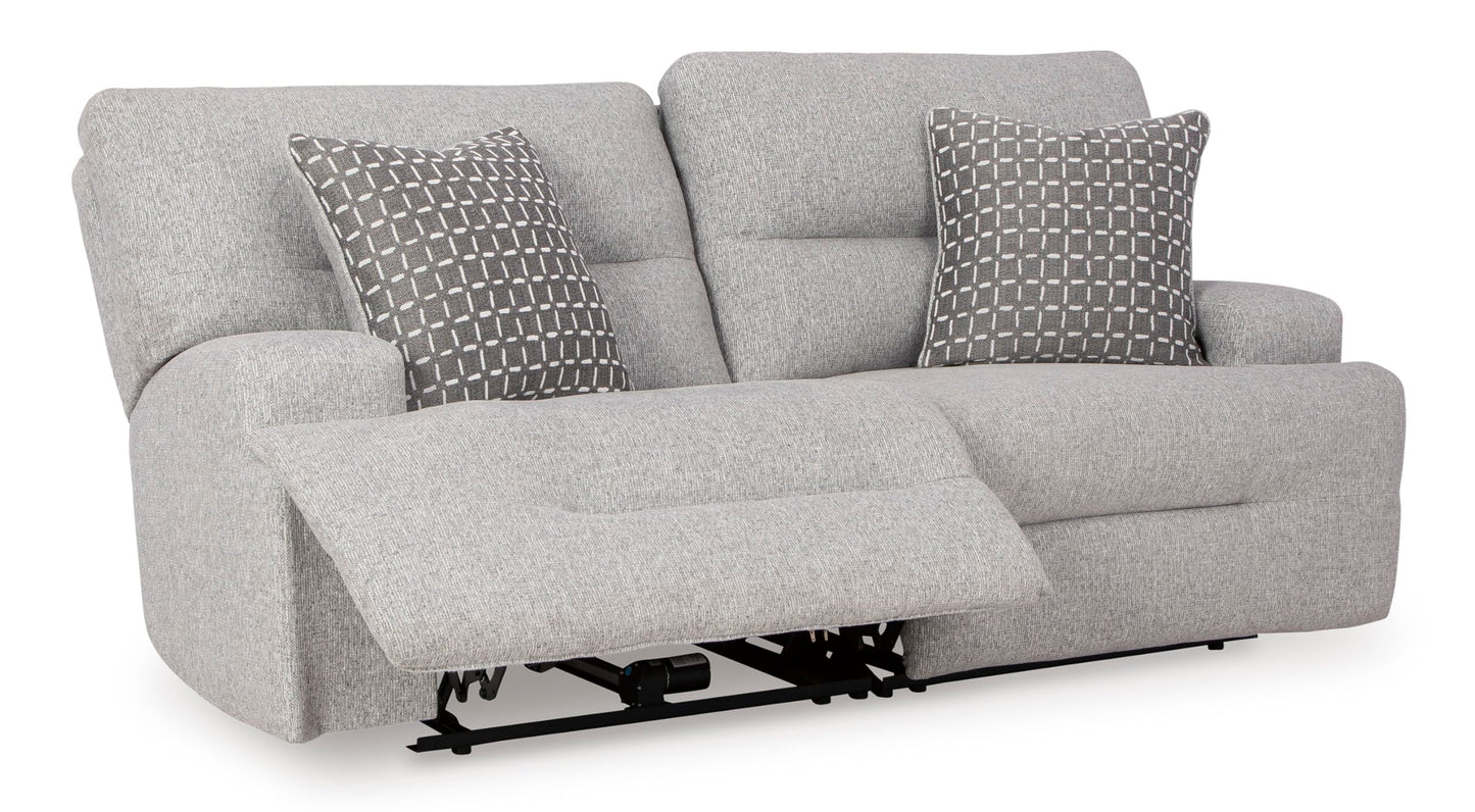 Signature Design by Ashley Acklen Place Modern U-Shaped Modular Stain-Resistant 6-Piece Power Reclining Sectional with Chaise, Adjustable Headrest, USB Charging Ports and Console, Light Gray