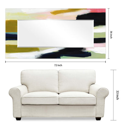 Empire Art Direct Rectangular Beveled Wall Mirror on Multicolor Abstract Printed Temped Glass, Vanity, Bathroom Mirror, Ready to Hang