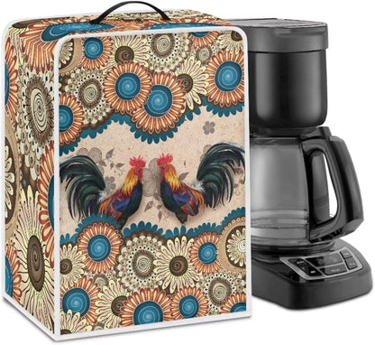 Boho Chicken Pattern Coffee Maker Cover, Dust and Fingerprint Protection for Stand Mixer, Machine Washable, Boho Brown