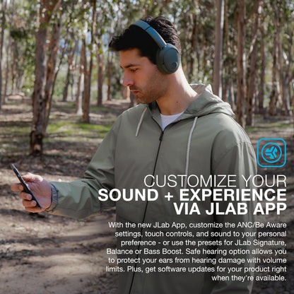 JLab JBuds Lux ANC Wireless Headphones, Sage, Hybrid Active Noise Cancelling, Customizable Sound, Spatial Audio Compatible, Premium Over-Ear Bluetooth Headset