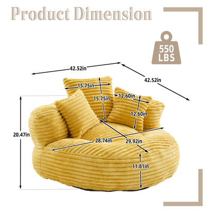 KEIKI Oversized Bean Bag Sofa Chair with Armrests & Pillows, Corduroy Beanbag Chair for Adults & Teens, Memory Foam Lazy Sofa No Assembly, Cozy Dorm Room & Apartment Furniture