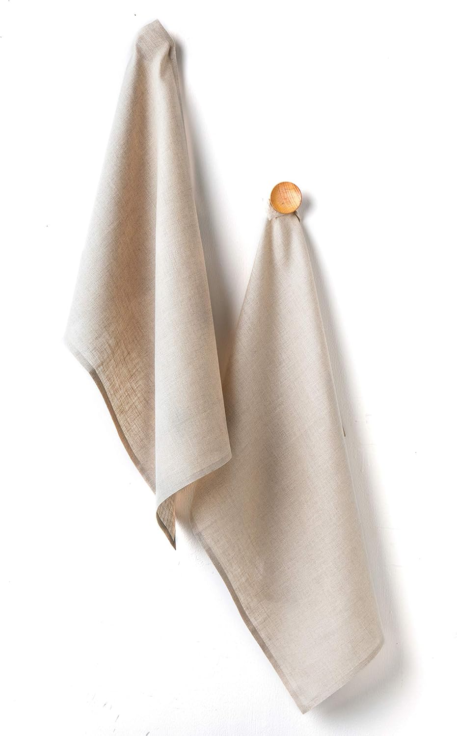 Solino Home Linen Kitchen Towels Set of 2 - 100% Pure Linen, Natural 17 x 26 Inch, Machine Washable