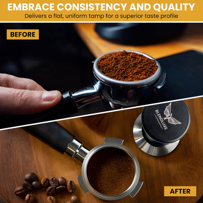 51mm Coffee Tamper - Premium Stainless Steel Espresso Press with Flat Base, Spring Loaded, Ergonomic Handle for Barista-Quality Espresso & Consistent Tamping, Perfect for Home & Commercial Use