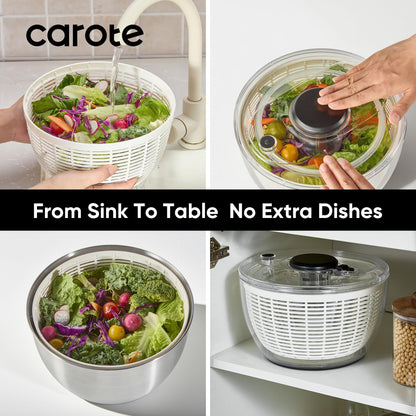 CAROTE 3.8 Qt Salad Spinner Small Lettuce Spinner Plastic Vegetable Fruit Washer, Vegetable Cleaner Salad Cleaner Lettuce Washer, Non-Slip Base, BPA-Free
