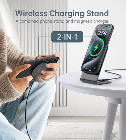 Magnetic Wireless Charger for iPhone 17/16/15/14/13/12 - Mag Charger+20W USB C Adapter, Fast Wireless Charging Stand/Pad with 5ft USB-C Cable for iPhone 17/16/15/14/13/12 Pro Max Plus Mini Air, Airpod