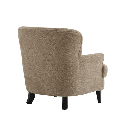 Christopher Knight Home Winnie Accent Chair and Ottoman Set, Living Room/Bedroom Wooden Comfy Reading Chair with Footrest Stool, Boucle Upholstered Wingback Single Sofa, Brown