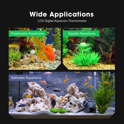 VIVOSUN 4-Pack LCD Digital Aquarium Thermometer Fish Tank Water Terrarium Temperature with Suction Cup for Turtle