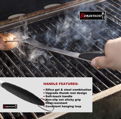 ROMANTICIST 4pcs Heavy Duty Grill Accessories for Top Chef - Professional Grill Tool Set & Basic BBQ Tools for Backyard Restaurant Outdoor Kitchen - Deluxe Grill Gift for Dad on Father’s Day Christmas