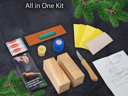 BeaverCraft DIY01 Wood Carving Kit LS6P1 Stropping Kit Leather Strop Kit with Sharpening Polishing Compound Knife Stropping Block