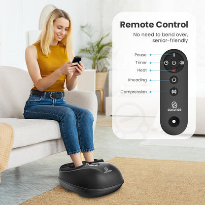 COMFIER HSA Eligible Shiatsu Foot Massager Machine with Heat, FSA Foot Massager for Neuropathy Plantar Fasciitis, Deep Kneading Feet Massager with Heat, Relax for Home Office,Up to Men Size 13