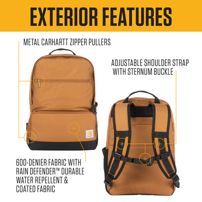 Carhartt Insulated Two Compartment Cooler, Durable Water Repellent Material W/Front Zippered Pocket for Camping, Beach & Travel, Cooler Backpack, Port