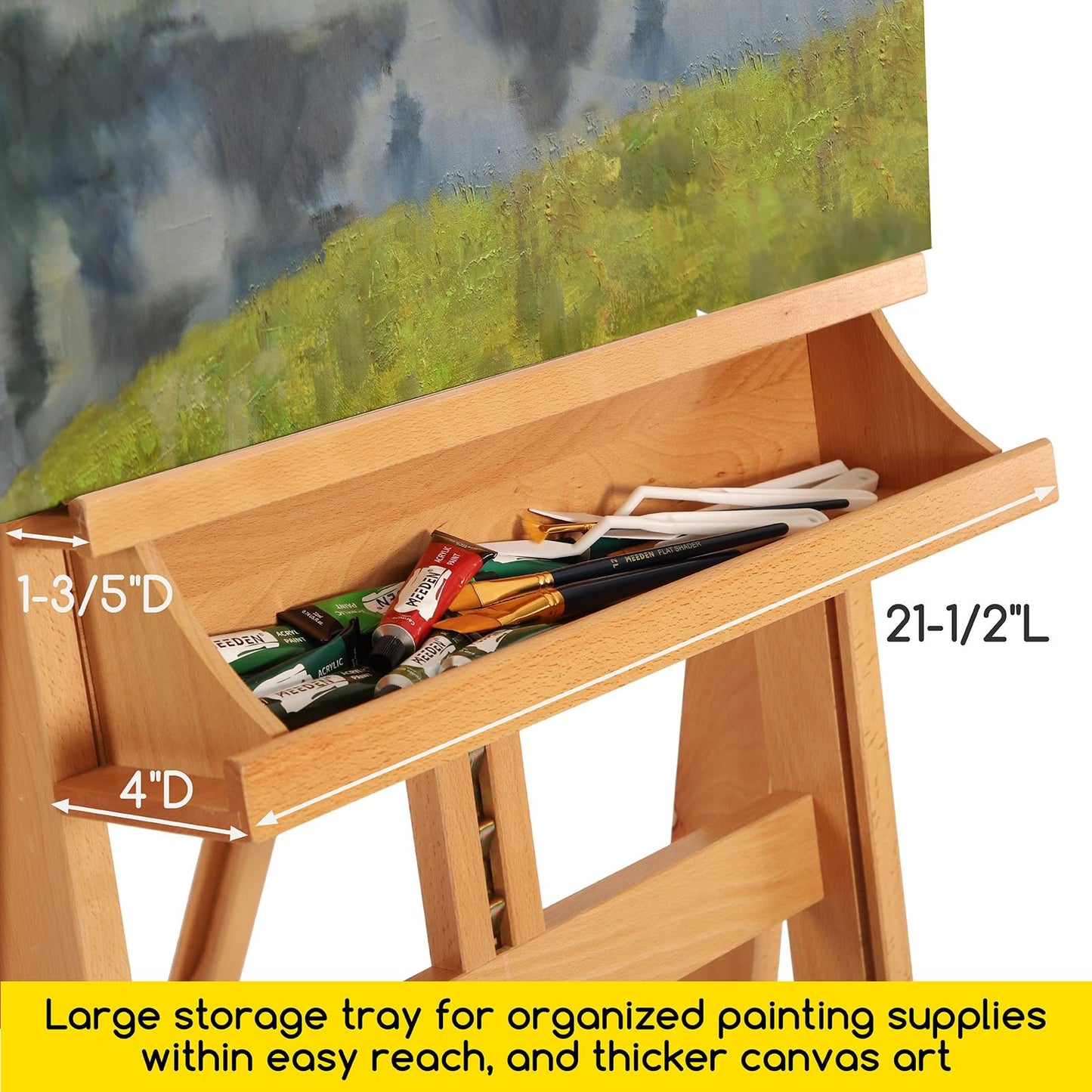 MEEDEN Extra Large Heavy-Duty H-Frame Studio Easel - Solid Beech Wooden Artist Professional Easel, Painting Art Easel Stand with 4 Premium Locking Silent Caster Wheels, Hold Max 82"