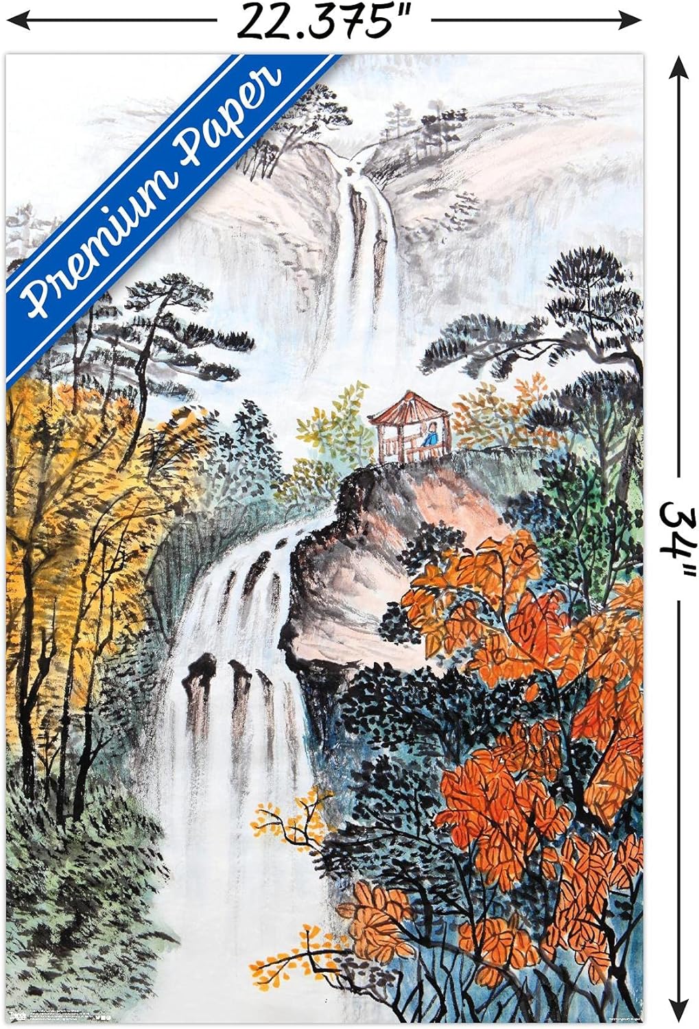 Trends International China Landscape with Waterfalls Wall Poster, 22.375" x 34", Premium Unframed Version