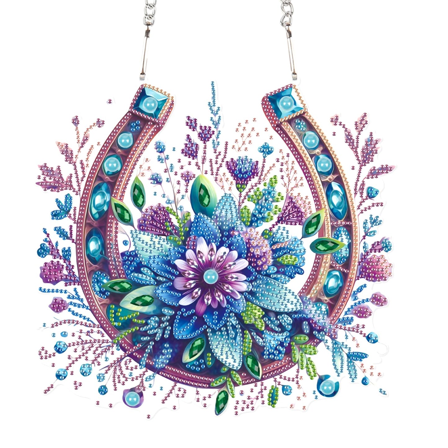 Focart 5D DIY Acrylic Special Shaped Diamonds Painting Hanging Pendant Kits, Wreath Diamond Art Hanging Window Pendant Ornament for Home Decoration and Gift