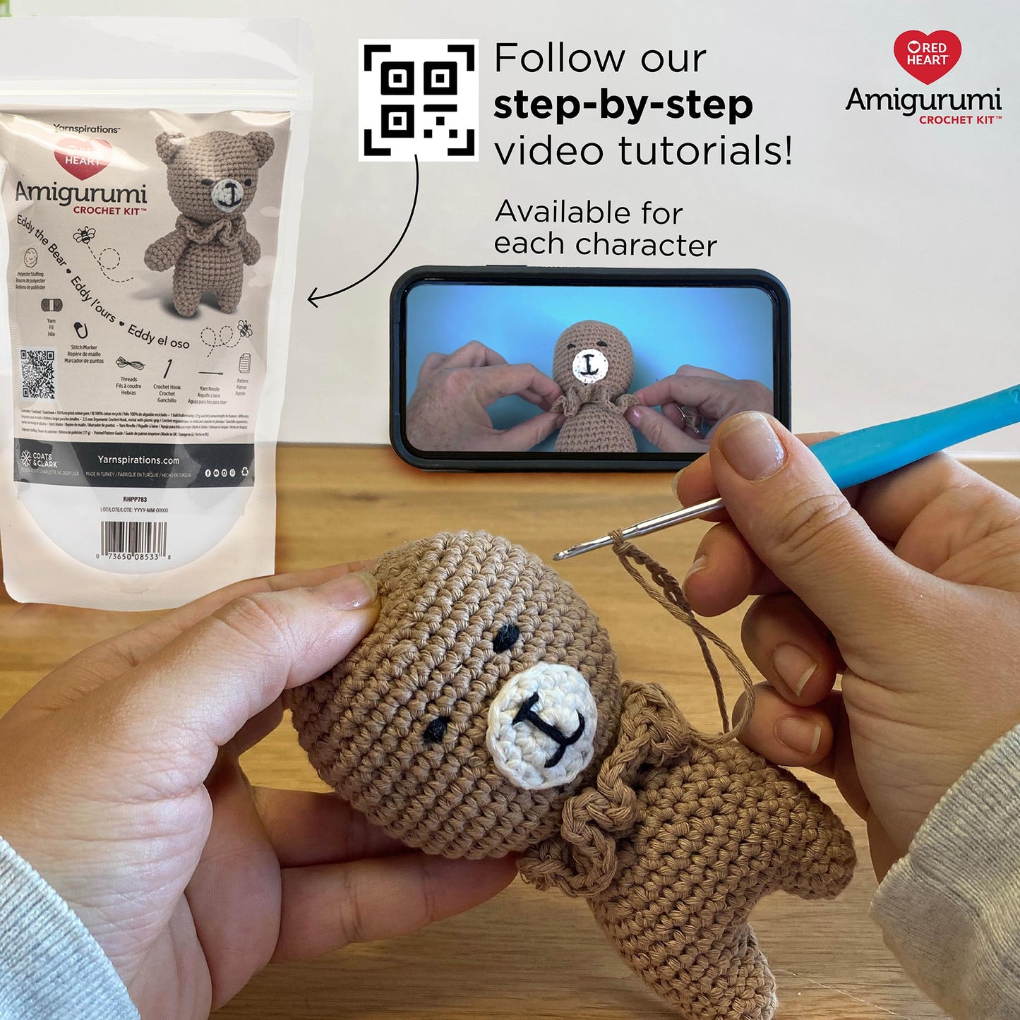 Red Heart Amigurumi Eddy The Bear Kit