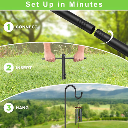 Feblomst 94" Hummingbird Bird Feeder Pole, Shepherds Hooks for Outdoor Heavy Duty, Feeders Stand for Hanging Plants