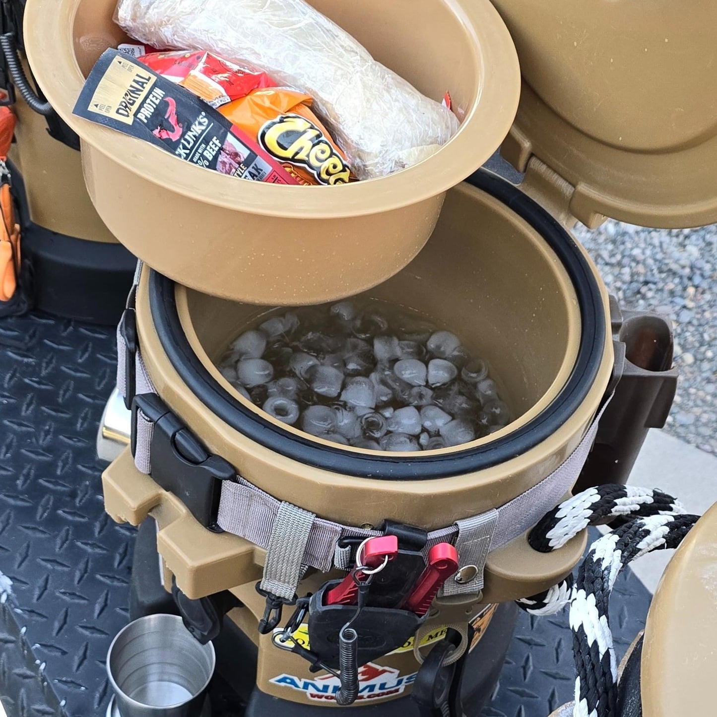 Animus Workstation Coolers -Heavy Duty 5-in-1 Cooler with Built-in Seat, Dry Drawer & Thick Insulated Walls-Lunch, Water & Gear Storage Ideal for Hunting, Fisherman & Professional Tradesman