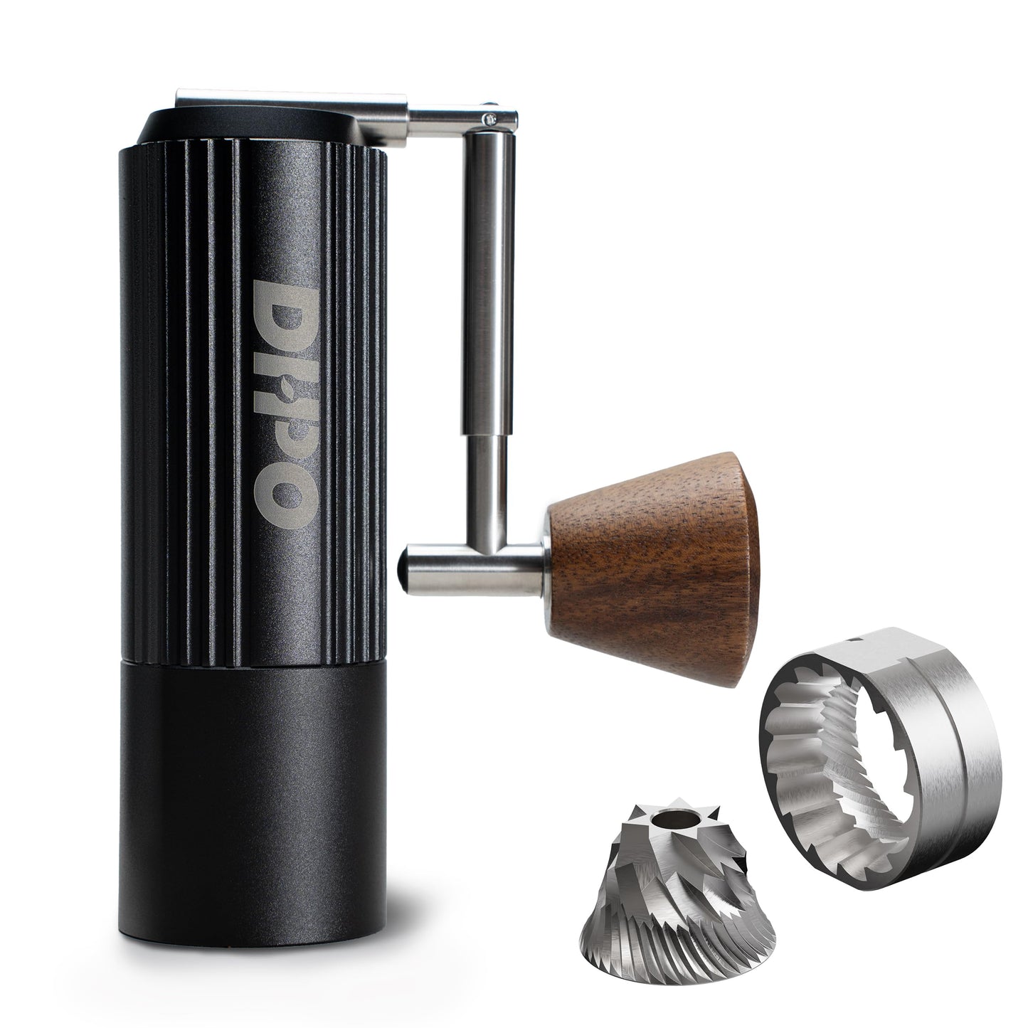 DHPO Sky-Two Manual Coffee Grinder With 7 Axis Stainless Steel Conical Burr Mill, Portable Hand Coffee Grinder With Foldable Handle For Espresso, Drip, French Press, Camping, Travel, Home, Black