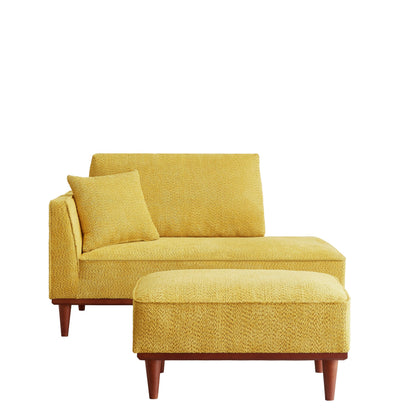KEIKI 73" Upholstered Chaise Lounge Chair Indoor, Left-Hand Facing Long Chaise with Ottoman, Reading Lounge for Small Space Bedroom or Living Room, Yellow