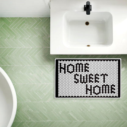 Stupell Industries Sweet Home Mosaic Pattern Plush Bathroom Mat & Bath Rug, Soft Quick-Dry Non-Slip Bathroom Rug with Recycled Foam Cushion, Geometric Tile Pattern Design by Elizabeth Medley, 18"x30"