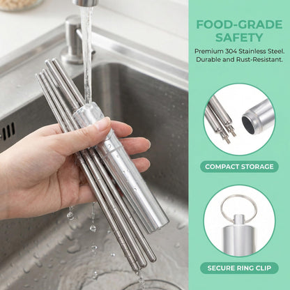 TOYANDONA Portable Folding Chopsticks Set with Storage Case 304 Stainless Steel Travel Cutlery for Outdoor Office Lunch Lightweight and Kitchen Tableware