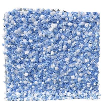 UYCVT Artificial Flower Wall Backdrop Panels,Blue and White Roses Handmade Romantic Large Fabric-Based 3D Simulated Flower Wall Background Wall, Wedding Decoration Props Decora-2m*2m/6.56 * 6.56FT
