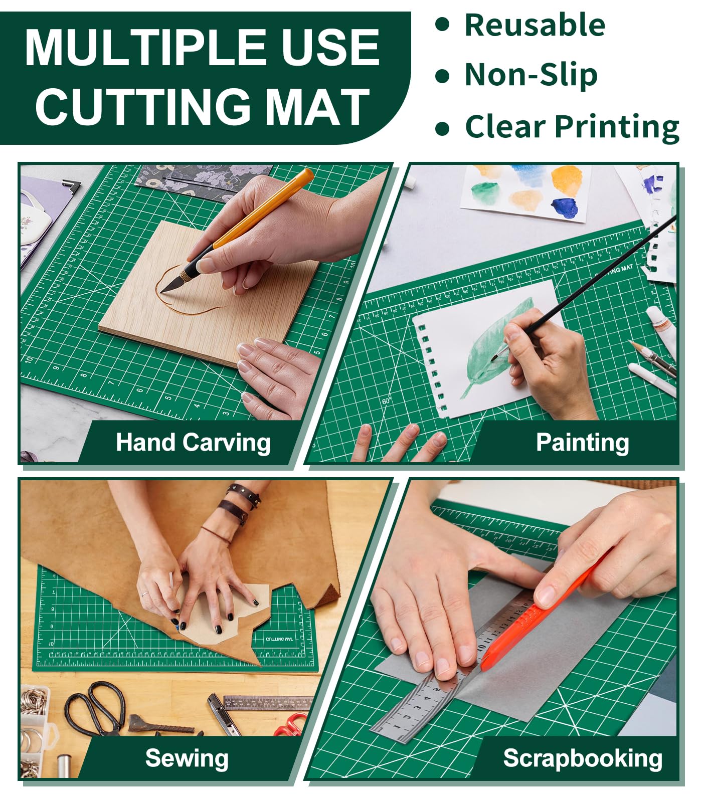 Self Healing Cutting Mat 3 Packs, 12×18 Inch Fabric Cutting Mats for Crafts, Double Sided Sewing Boards for Quilting Hobby Scrapbooking 5 Layers