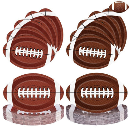 24 Pcs Football Plates - Rugby Shape Design Paper Plate, Disposable Dinner Dessert Paper Plates Tableware Set for Football Party Supplies Birthday Game day Tailgate Party Decorations Table Decor