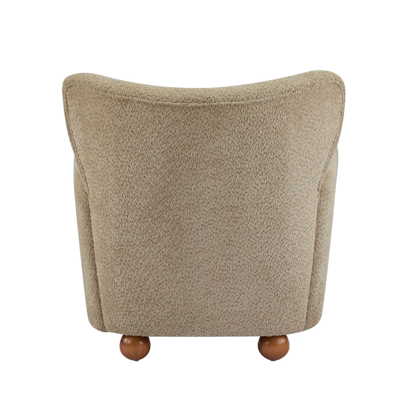 Christopher Knight Home Lindy Wingback Accent Chair, Upholstered Armchair with Rounded Wooden Legs, Curved Backrest Single Sofa, Soft Cushion Seating, Comfy Lounge Chair for Living Room, Light Brown