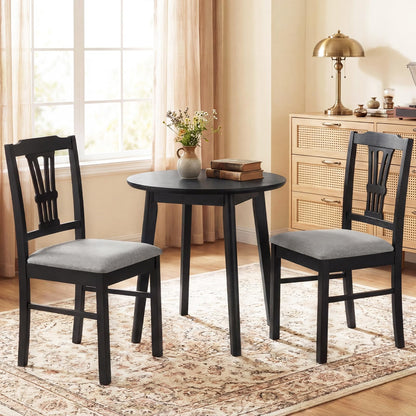 Giantex Wooden Dining Chairs Set of 4, Upholstered Kitchen Chairs with Solid Rubber Wood Frame, Hollowed Backrest & Soft Padded Seat, Armless Dining Chairs for Kitchen, Dining Room, Black & Gray