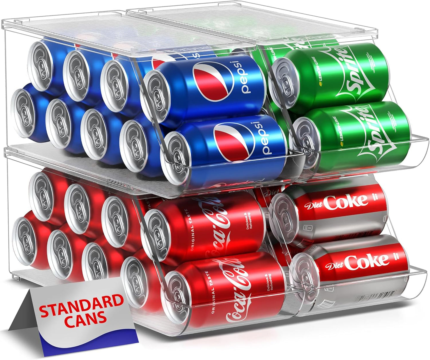 9 (4-Pack) Sorbus Soda Can Organizer for Refrigerator - Stackable Can Holder Dispenser with Lid for Fridge, Pantry