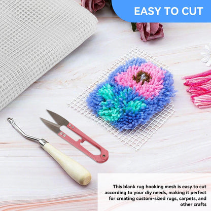 Tomedny Latch Hook Mesh, Blank Rug Hooking Mesh Latch Hook Canvas Carpet Rug Knitting Cloth Accessory Tools for Crafts Supplies Making Embroidery Decoration (Grid Cloth 150 * 100cm)