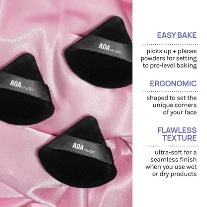 AOA Studio Velvet Puffs Makeup Puff Set of 6 Loose Powder Body Powder, Velour Makeup Blender Sponge Foundation Blending Sponges Set Beauty Makeup Tools(Black/Peach)