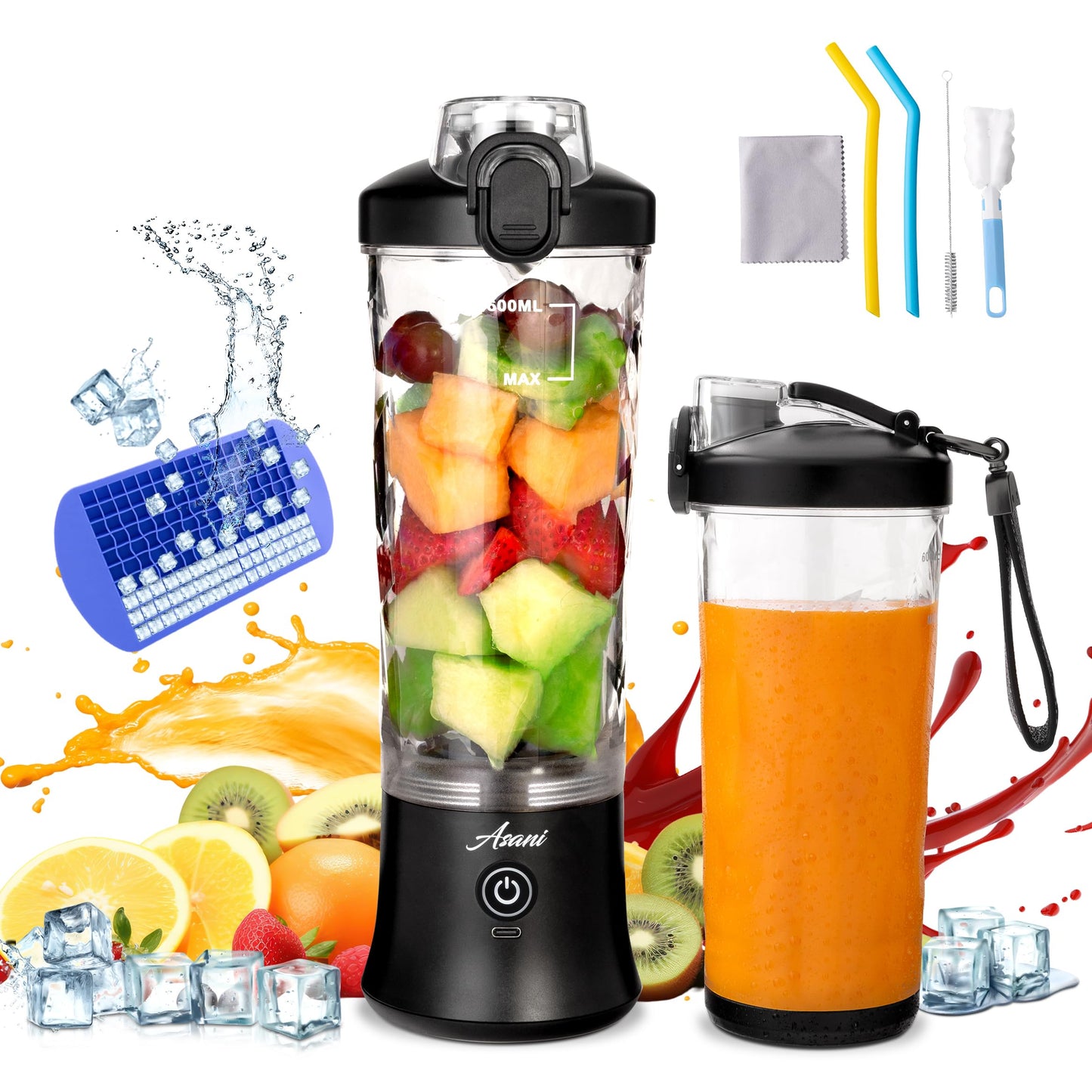 Asani Portable Mini Blender for Shakes and Smoothies, USB Rechargeable, Pink