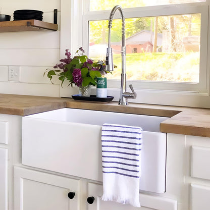 Sinkology Austen 30 Inch Farmhouse Sink Matte Black Fireclay Apron Front Single Bowl – Deep Basin, Undermount, Fits 33 Inch Cabinet