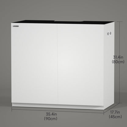 LANDEN Aquarium Wooden Stand and Cabinet for up to 44 Gal Tank, Fish Reptile Sea Salt WaterTank Stand, Nano Foam Leveling Mat Included, W35.5xD17.7xH31.5 in, Wooden Matte White Painted(Stand Only)