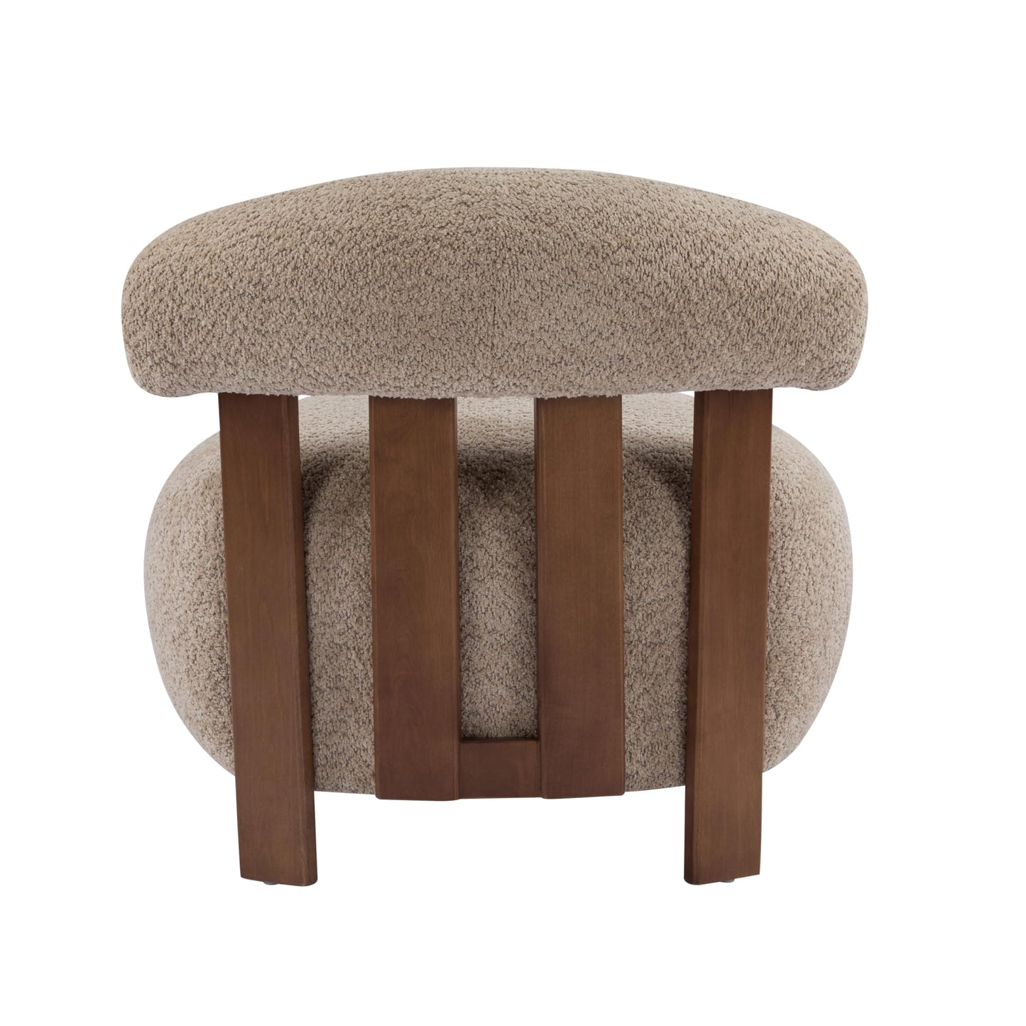 Christopher Knight Home Elvina Boucle Fabric Accent Chair, Solid Wood Single Lounge Sofa, Bedroom Comfy Reading Chair, for Modern Minimalist Style Living Room/Home Office, Light Brown