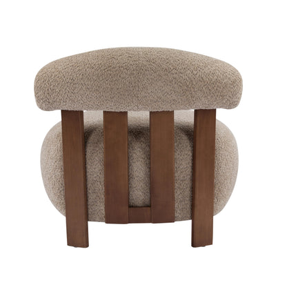 Christopher Knight Home Elvina Boucle Fabric Accent Chair, Solid Wood Single Lounge Sofa, Bedroom Comfy Reading Chair, for Modern Minimalist Style Living Room/Home Office, Light Brown
