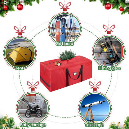 BALEINE Christmas Tree Storage Bag - Heavy Duty 900D Oxford Fabric with Reinforced Handles | Extra Large Red Container
