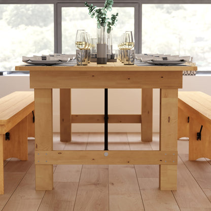 Taylor & Logan Ingles 9' x 40" Rectangular Antique Rustic Light Natural Solid Pine Folding Farm Table
