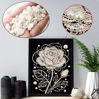 WSLWXSHM Pearl Diamond Painting Kits for Adults Rose Flower, 5D Special Shape Diamond Art Kits for Beginners, Crystal Rhinestones Diamond Painting for Home Wall Decoration Gift 12×16inch/30×40cm