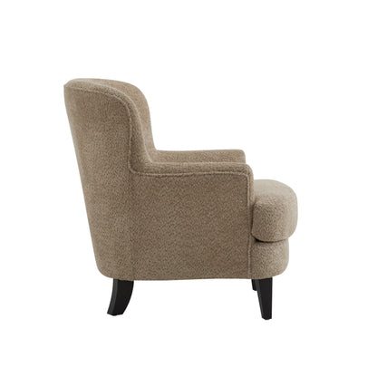 Christopher Knight Home Winnie Accent Chair and Ottoman Set, Living Room/Bedroom Wooden Comfy Reading Chair with Footrest Stool, Boucle Upholstered Wingback Single Sofa, Brown