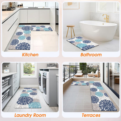 StepLively Kitchen Mats, 2PCS Kitchen Rugs, Cushioned Anti Fatigue Kitchen Mats for Floor, Kitchen Accessories Non-Slip Waterproof Kitchen Rug Set for Sink, Kitchen, Laundry, 17.3"×30"+17.3"×47"