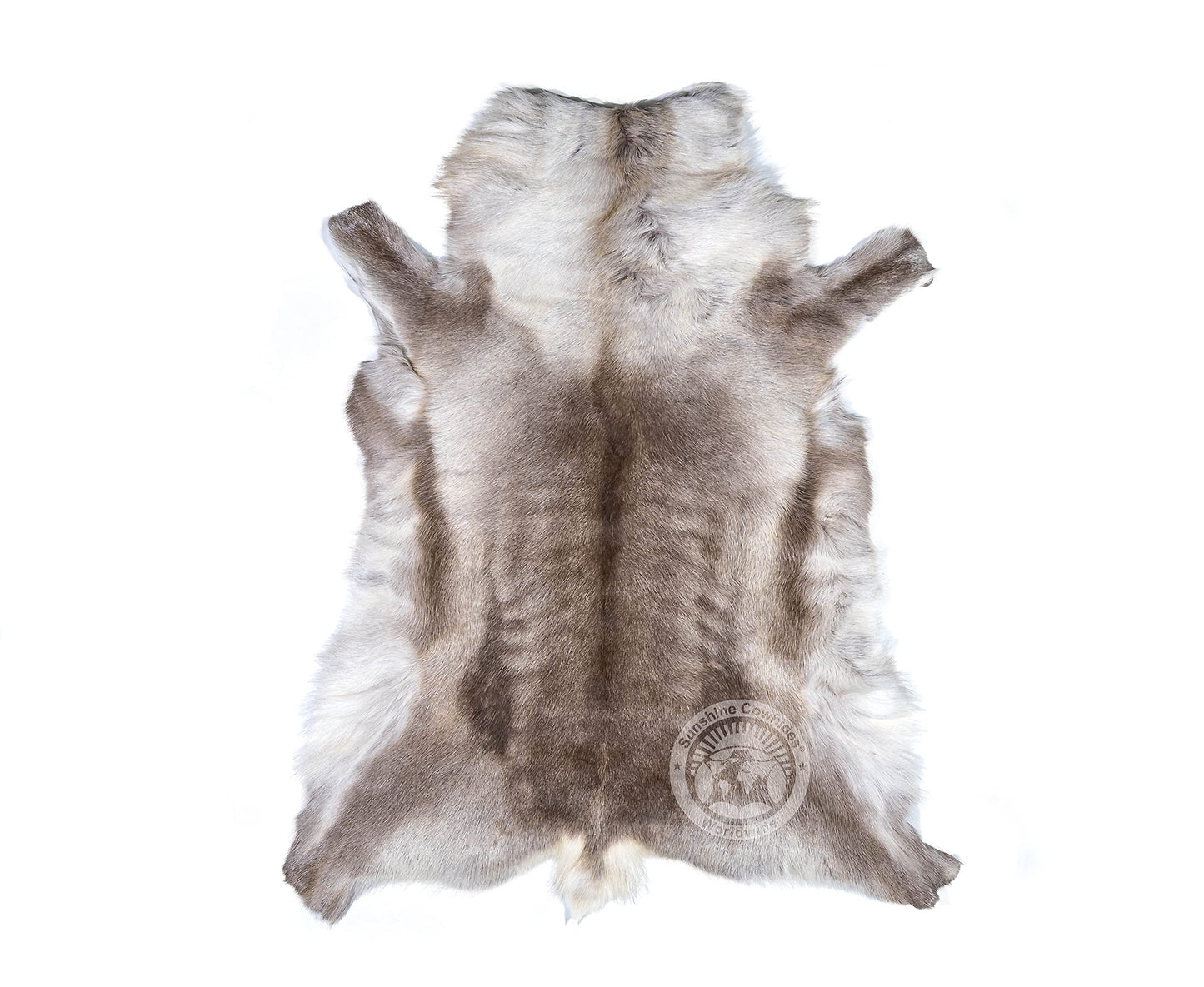 Sunshine Cowhides 100% Genuine Nordic Reindeer Hide Rug - Greyish Animal Skin Rugs for Bedroom, Living Room, Office, & Bathroom, Premium Décor for Aesthetic Living - XL (3-4 x 4-5.5 ft)