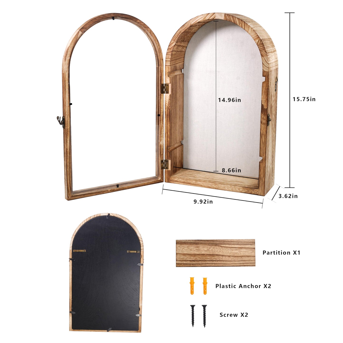 WLZGDFB Shadow Box Frame with Clear Acrylic Door, Removable Shelves & Linen Back - Large Display Case Picture Frame for Wall or Tabletop - Memory Box for Wedding Bouquet, Photos, Medals, Memorabilia