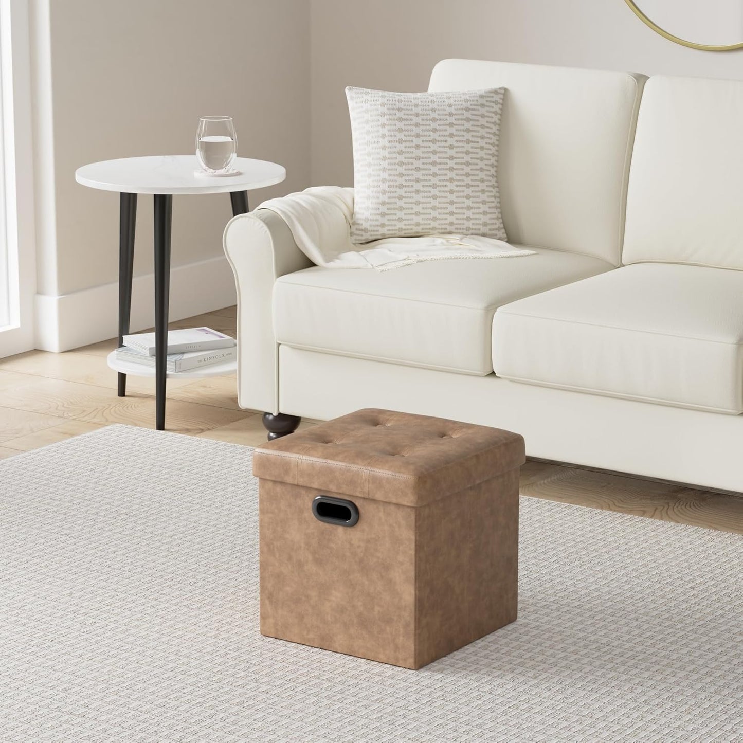 15 Inches 660 lb, ULSF030K01 SONGMICS Mazie Collection - Ottoman with Storage, Footstool, Storage Ottoman with Metal